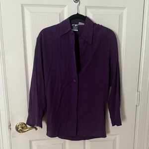 Purple Button-Up Shirt 100% silk Charles Dylan size small